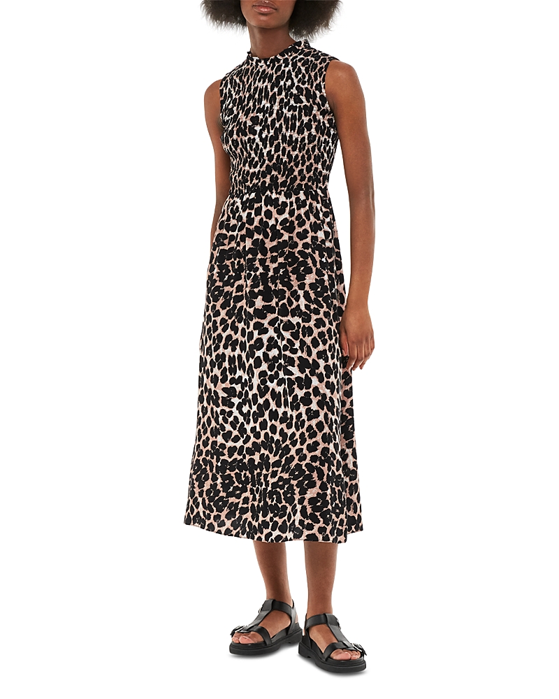 Whistles Heidi Leopard Spot Midi Dress In Leopard Print
