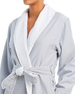 Fleece Lined Seersucker Bathrobe