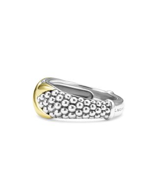 18K Yellow Gold & Sterling Silver Embrace X & Caviar Bead Statement Ring