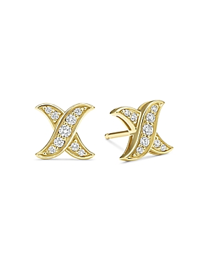 Shop Lagos 18k Yellow Gold Embrace Diamond X Stud Earrings