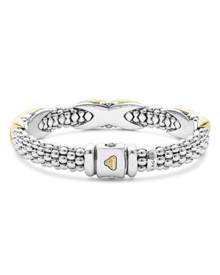 18K Yellow Gold & Sterling Silver Embrace Triple X Caviar Bead Link Bracelet
