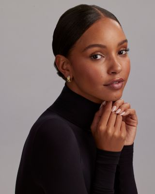 18K Yellow Gold & Sterling Silver Embrace X Caviar Bead Small Hoop Earrings