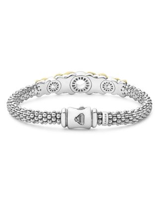 18K Yellow Gold & Sterling Silver Embrace Diamond XO Caviar Bead Link Bracelet