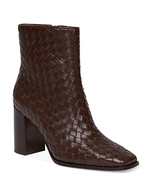Shop Paige Women's Frances Woven High Heel Ankle Boots In Chocolate