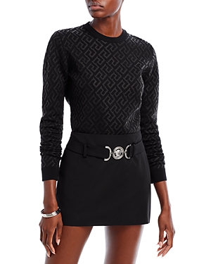 Versace La Greca Intarsia Sweater In Black
