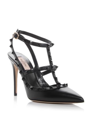 Valentino Garavani Studded Leather Decollete Pumps In Black