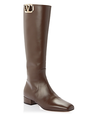 Valentino Low-heeled Zippered Boots In Cocoa