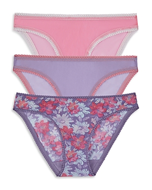 On Gossamer Mesh Hip Bikinis, Set Of 3 In Sketchbook/cashmere