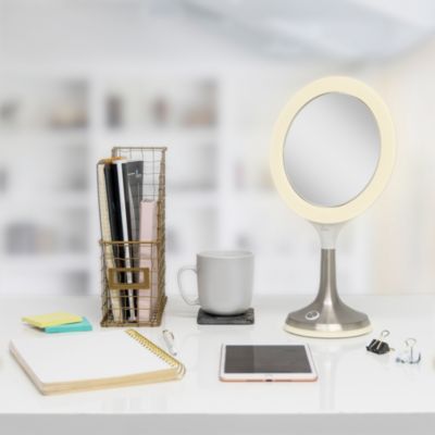 Mood Therapy UV Free LED Ring Light &amp; Vanity Mirror, 8X/1X Magnification