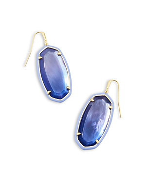 Shop Kendra Scott Elle Enamel Frame Drop Earrings In 14k Gold Plated In Gold Dark Lavender Ombre