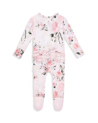 Girls' Vintage Pink Rose Ruffled Footie - Baby