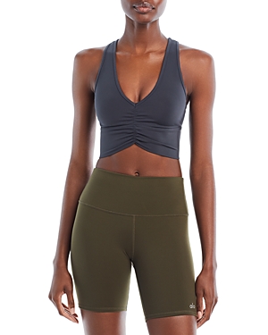 Shop Alo Yoga Wild Thing Low-impact Sports Bra In Anthracite