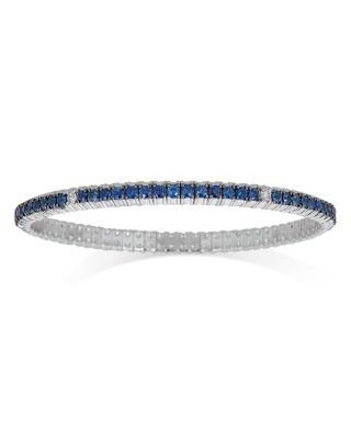 ZYDO - 18K White Gold Stretch Sapphire & Diamond Bracelet