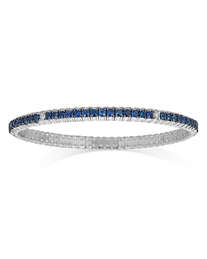 18K White Gold Stretch Sapphire & Diamond Row Bracelet