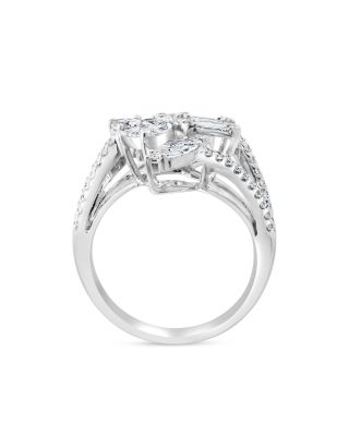 Diamond Bypass Ring in 14K White Gold, 1.80 tcw 