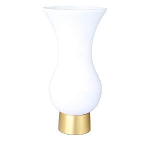 Classic Touch Glass Vase With Gold Tone Base In White