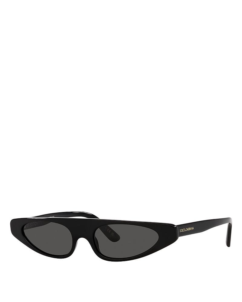 Dolce & Gabbana 52mm Rectangular Sunglasses In Black/gray Solid