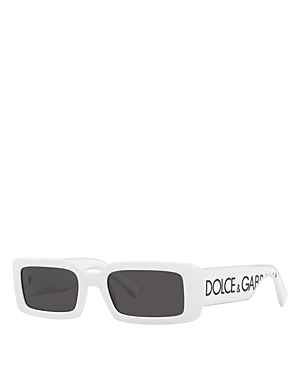 Dolce & Gabbana Rectangle Sunglasses, 53mm In White/gray Solid