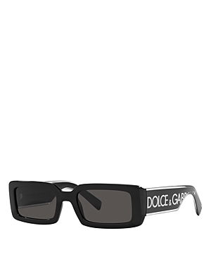 Dolce & Gabbana Rectangle Sunglasses, 53mm In Black/gray Solid