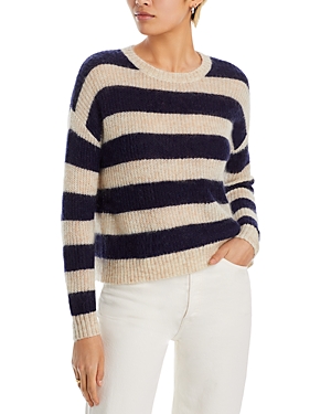 Bella Dahl Wide Stripe Crewneck Sweater In Navy Stripe