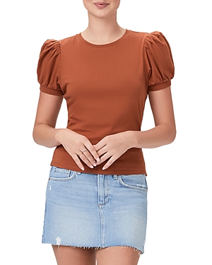 Paige Matcha Puff-sleeve Tee In Burt Terracotta