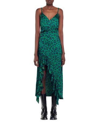 slim fit dress slacks Sandro Rib knitted Midi dress in green for women main image 0