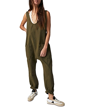 Free People High Roller Jumpsuit In Moss Stone