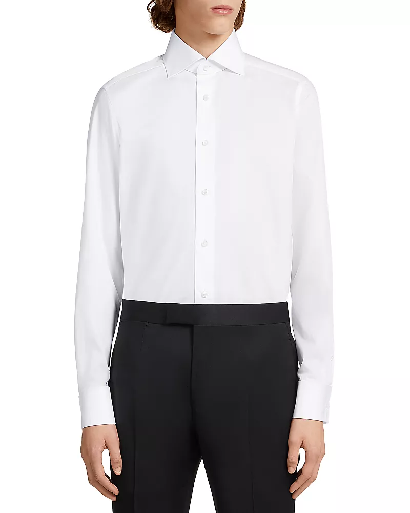 Zegna Trofeo Cotton Tailored Long Sleeve Dress Shirt