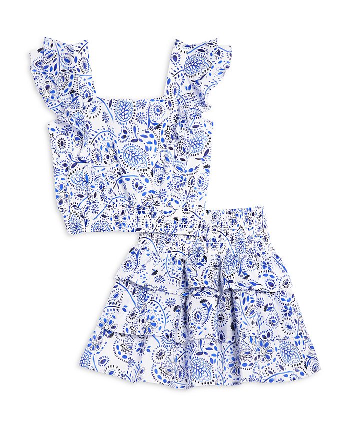 [PRE-ORDER] Kidsagogo Dora Skirt, Vite Fiorita Aqua main image 1