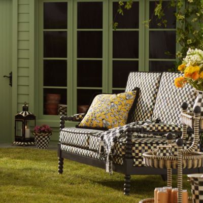 Spindle Check Outdoor Loveseat