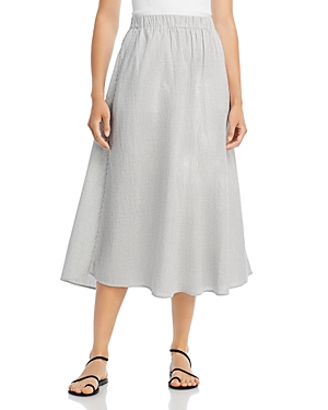 Eileen Fisher Petite Gathered Puckered Cotton Skirt In Whtbl