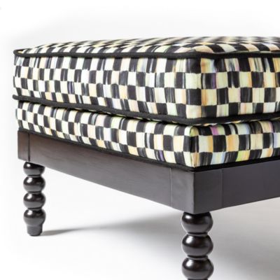 Spindle Check Outdoor Ottoman