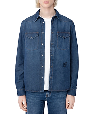 Zadig & Voltaire Stan Denim Arrow Shirt In Medium Blue