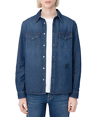 ZADIG & VOLTAIRE STAN DENIM BUTTON FRONT SHIRT JACKET