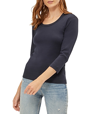 Three Dots Scoop Neck Tee In Deep Ocean