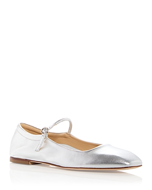 Shop Aeyde Women's Uma Square Toe Mary Jane Flats In Silver
