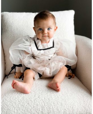  Unisex Petite Maison Coco Caramel Tulle Romper with Sheer Puff Tulle Sleeves