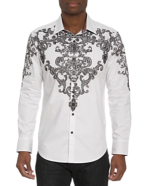 ROBERT GRAHAM THE FINE FILIGREE LIMITED EDITION COTTON EMBROIDERED CLASSIC FIT BUTTON DOWN SHIRT