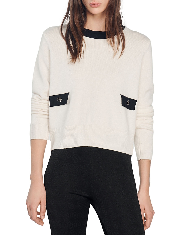 Sandro Fine Knit Back Button Sweater