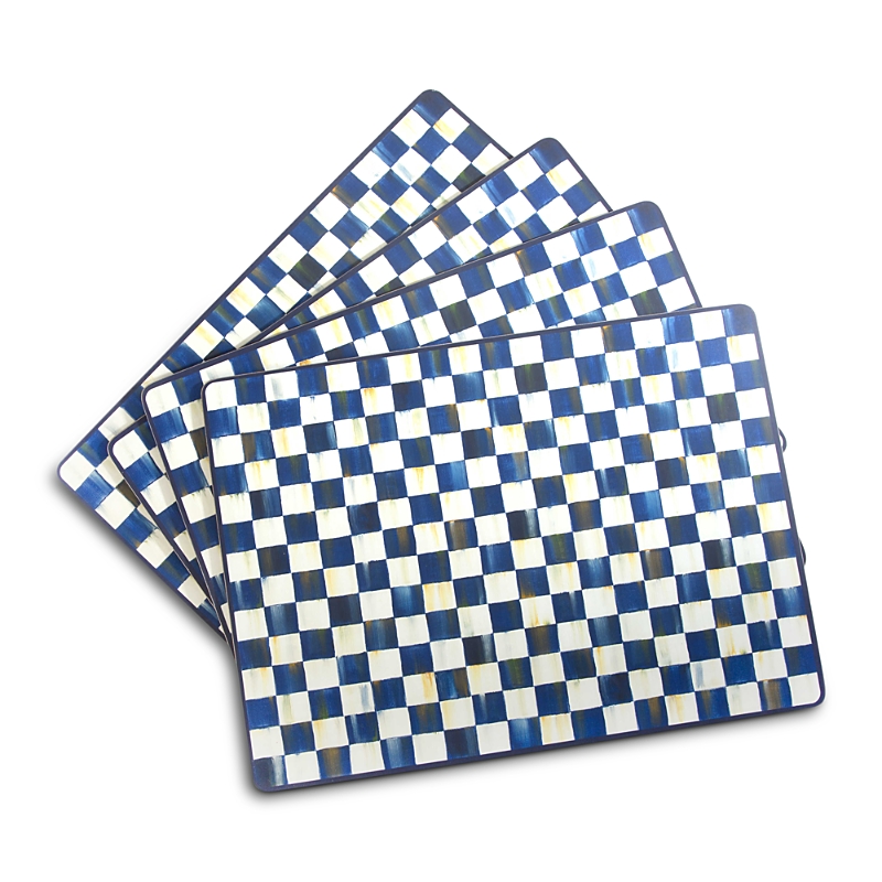 Mackenzie-childs Mackenzie Childs Royal Check Set Of 4 Placemats In Blue