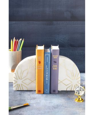  Enchant White Marble Bookends, Set of 2