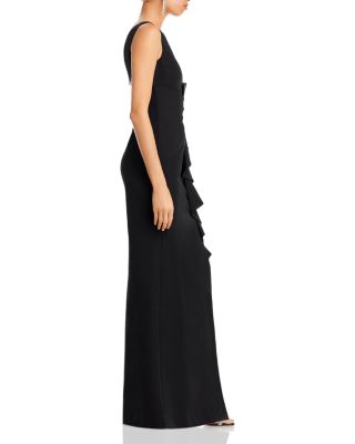 Sleeveless Cascading-Ruffle Gown