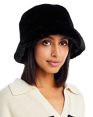 Echo Reversible Faux Fur Bucket Hat In Black/black