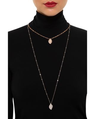 18K White Gold Aleluia Diamond Pav&eacute; Leaf Pendant Necklace, 17.3"