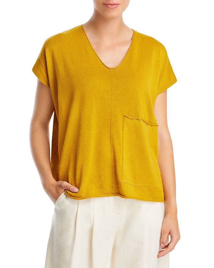 Eileen Fisher Women's V Neck Short Sleeve T Shirt Black Size XX-Small