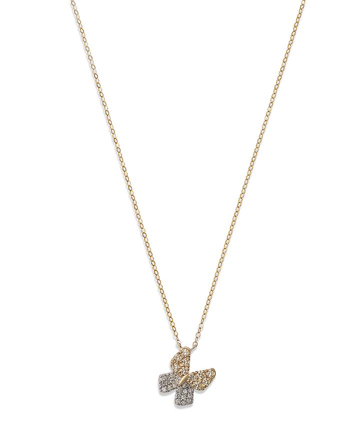 Bloomingdale's Diamond Butterfly Pendant Necklace in 14K White & Yellow