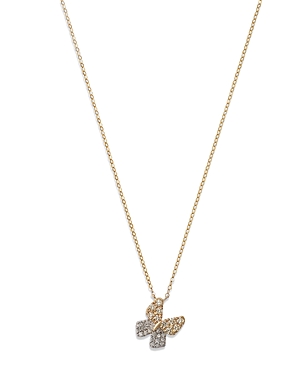 Bloomingdale's Diamond Butterfly Pendant Necklace In 14k White & Yellow Gold, 0.33 Ct. T.w.