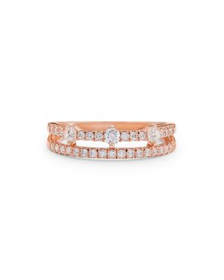 Diamond Double Row Ring in 14K Rose Gold, 0.48 tcw