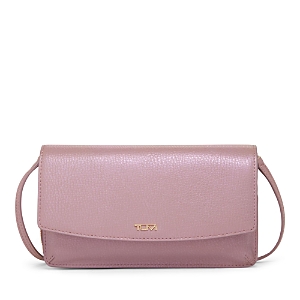 Tumi Leather Wallet Crossbody Bag In Pearl Pink