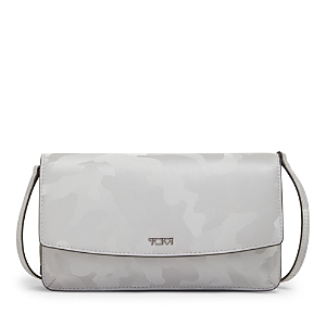 Tumi Leather Wallet Crossbody Bag In Silver Camo